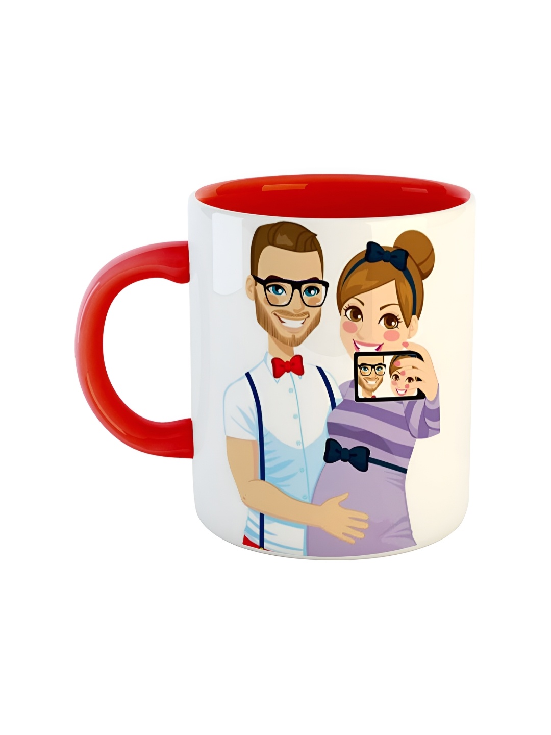 

ARTBUG Red & White Ceramic Printed Glossy Mug