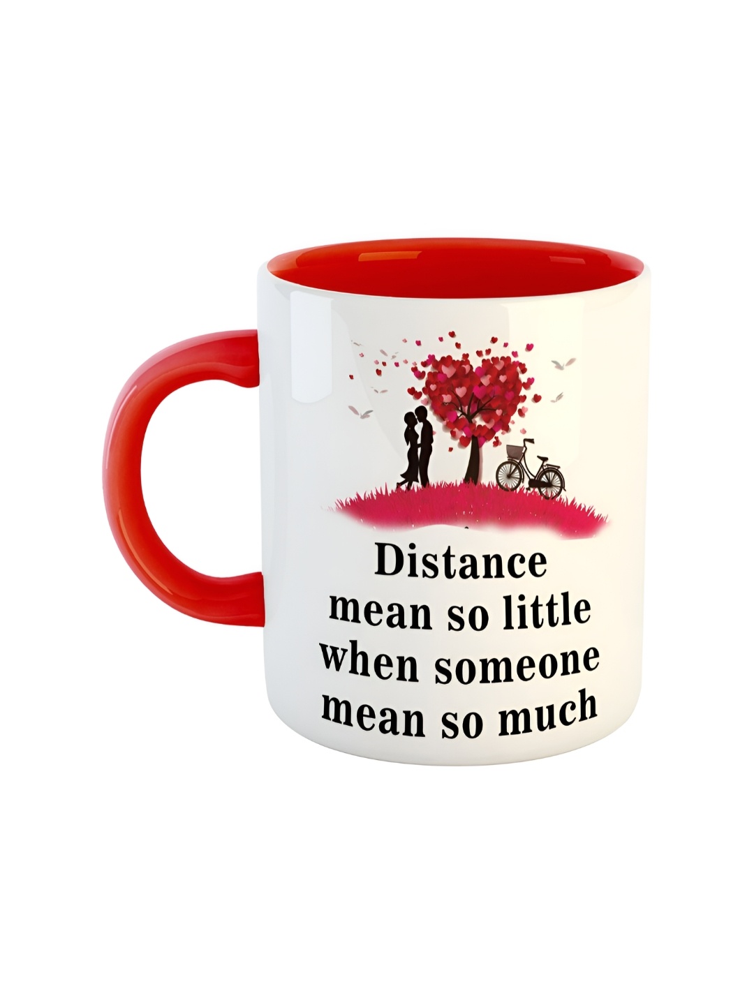ARTBUG Red & White Ceramic Printed Glossy Mug