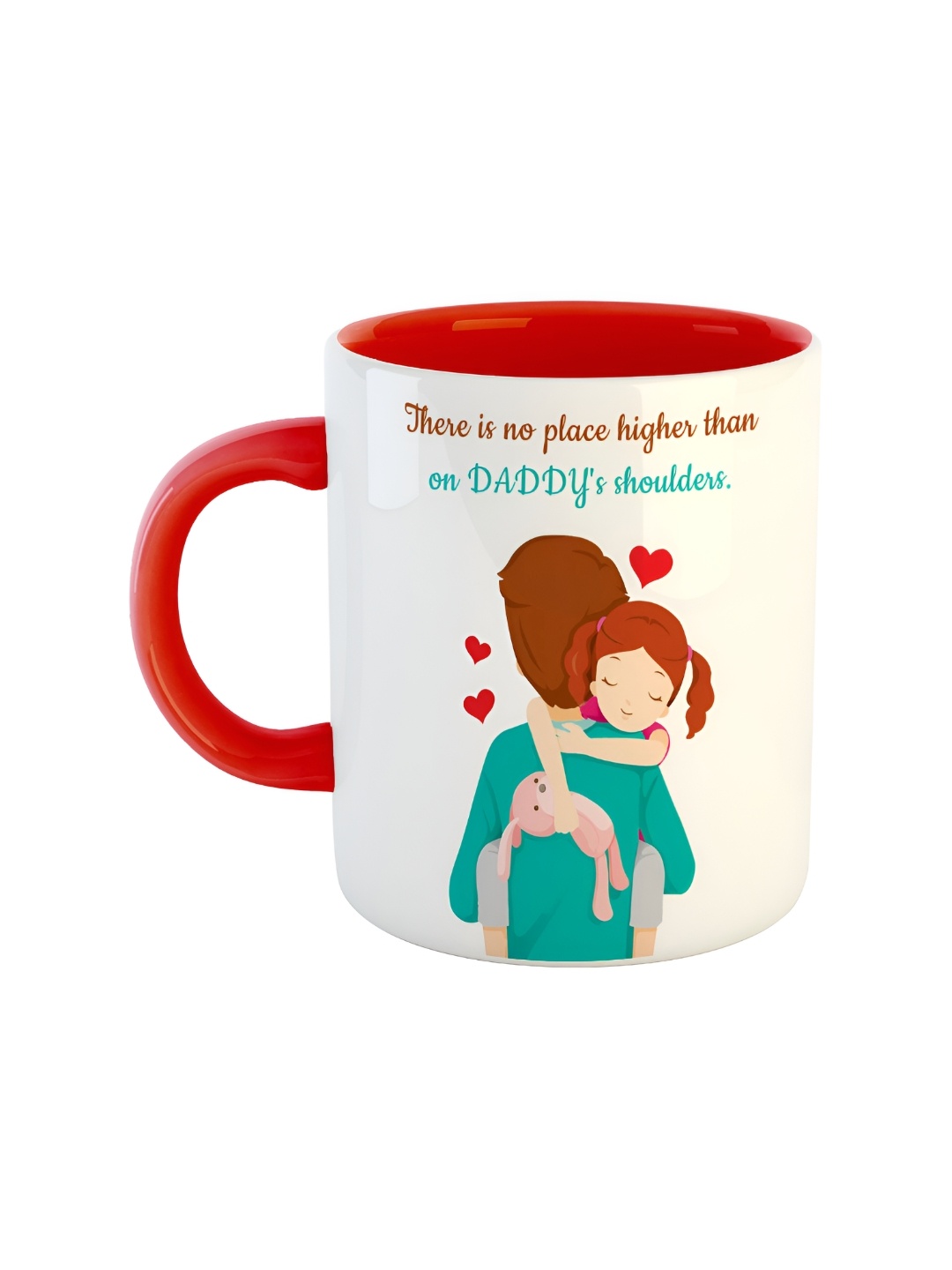 

ARTBUG Red & White Printed Ceramic Dishwasher And Microwave Safe Glossy Mug 350ml