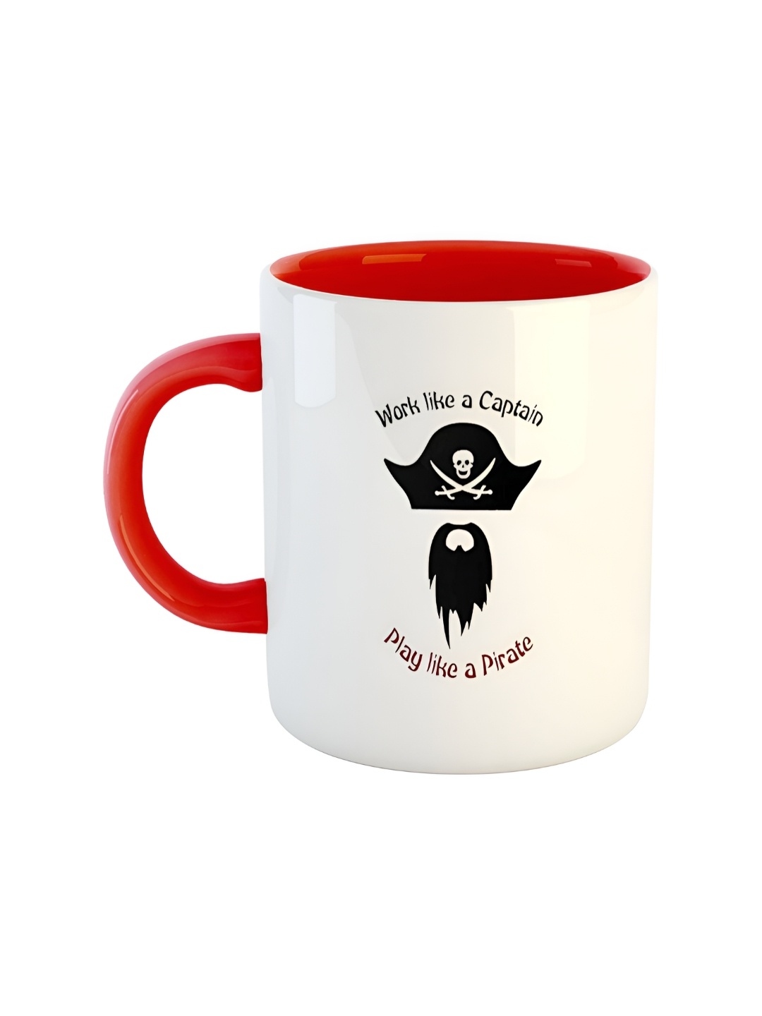 ARTBUG Red & White Printed Ceramic Glossy Mugs 350 ml