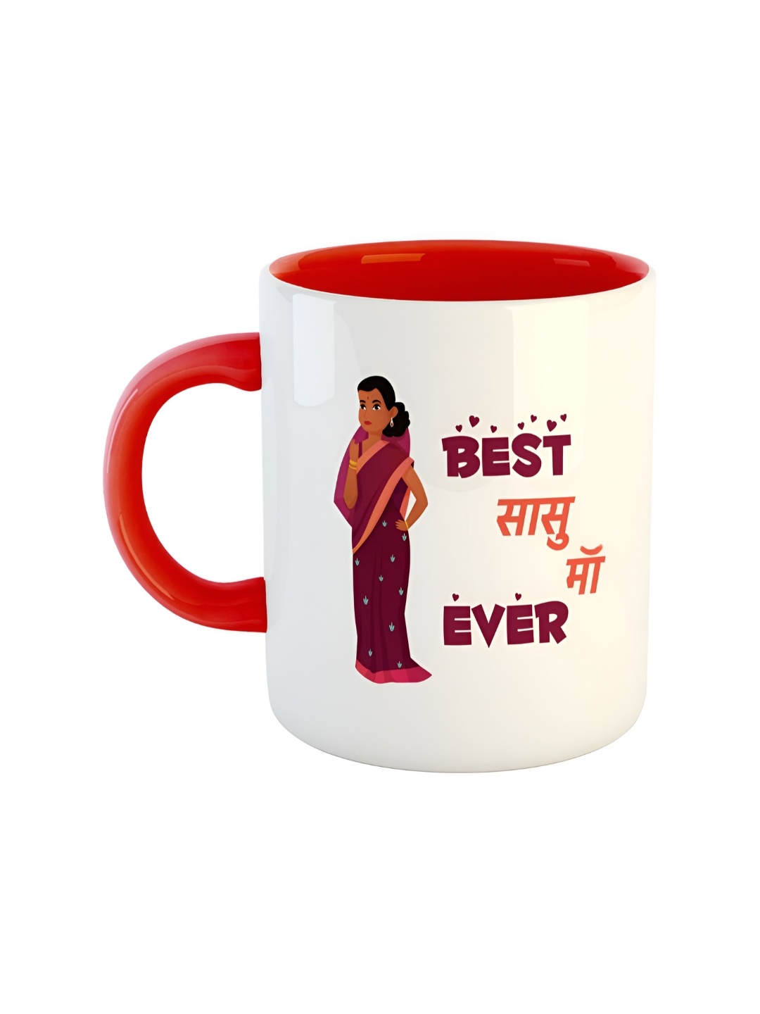 

ARTBUG Red & White Dishwasher Safe Printed Ceramic Glossy Mug