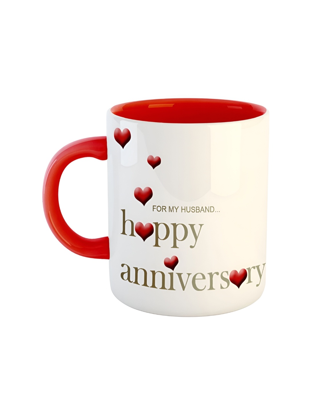 

ARTBUG Red White Printed Ceramic Glossy Mug 350 ml