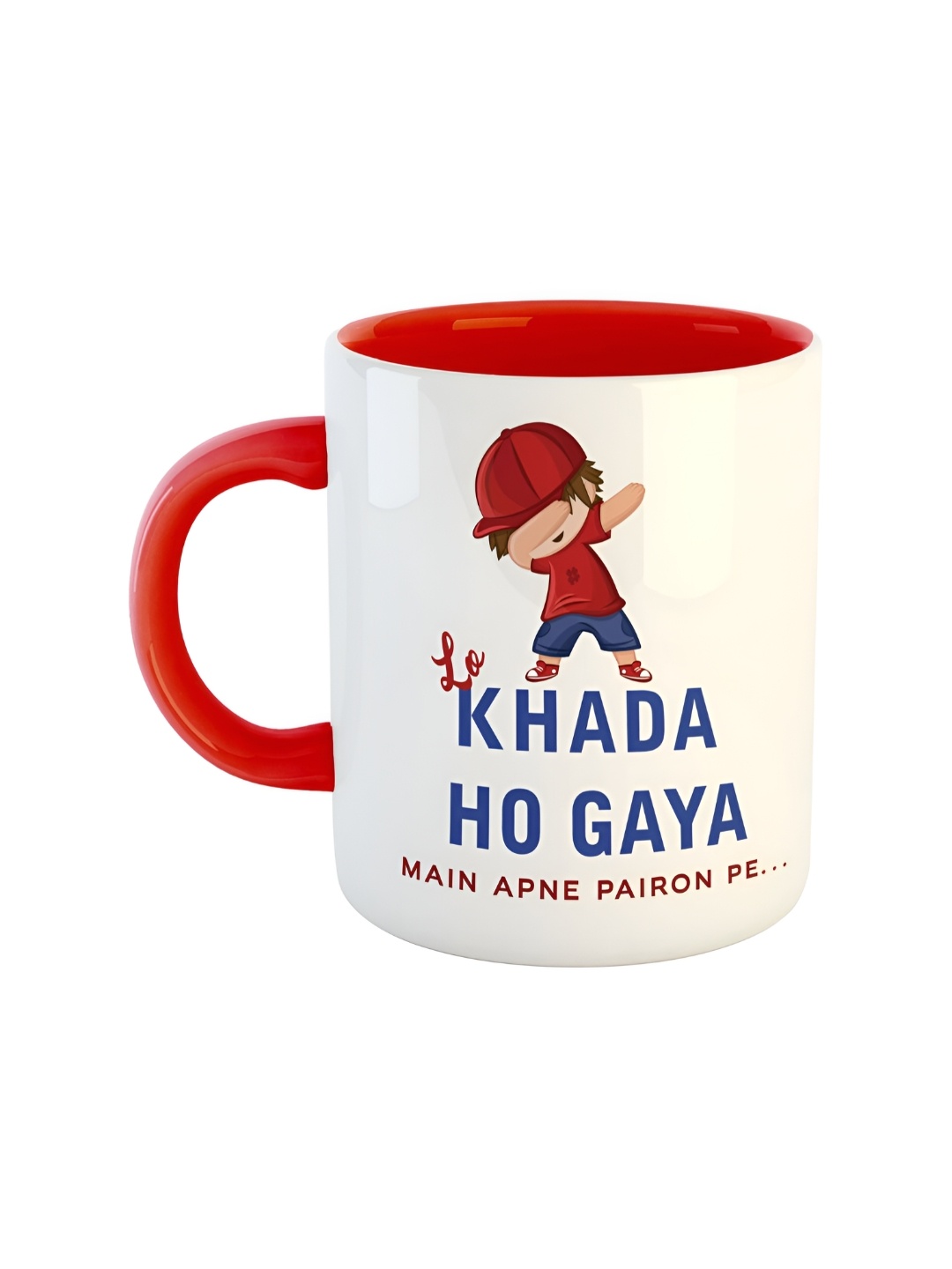 ARTBUG Red & White Printed Ceramic Glossy Mug 350 ml