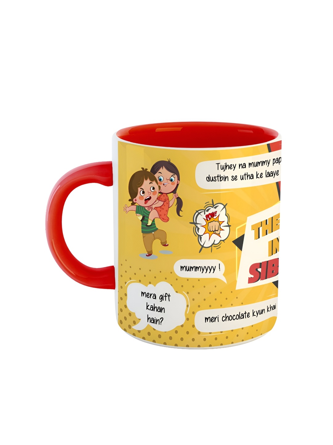 

ARTBUG Red & Yellow Graphic Printed Ceramic Glossy Mug 350 ml