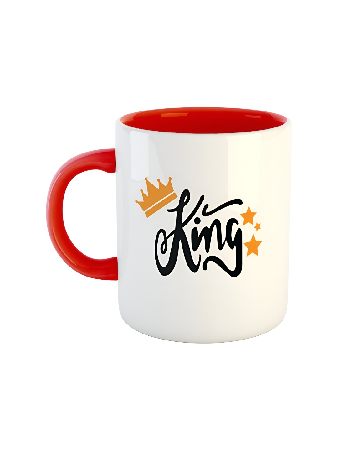 ARTBUG Red & White King Printed Microwave Safe Ceramic Glossy Mug 350 ml