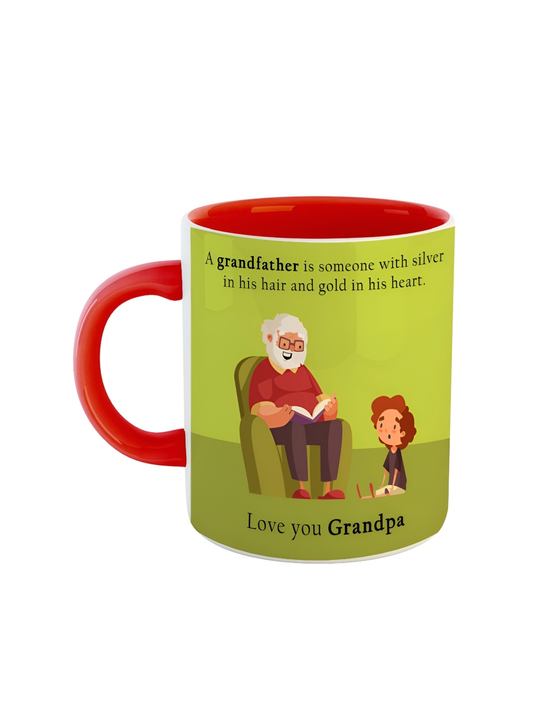 

ARTBUG Red & Green Printed Ceramic Glossy Mugs 350 ml