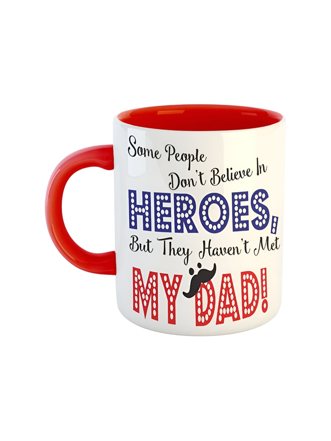 

ARTBUG Red & White Fathers Day Printed Microwave Safe Ceramic Glossy Mug 350 ml