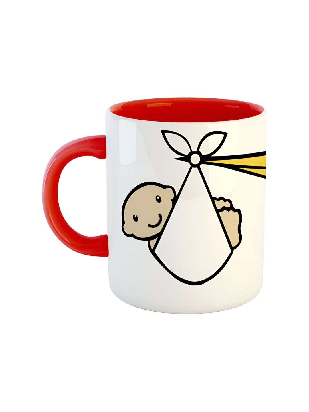 ARTBUG Red & White Printed Ceramic Glossy Mugs 350 ml