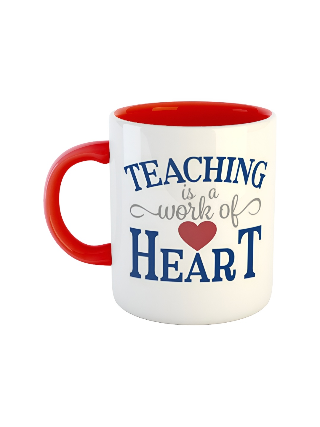 ARTBUG Red & White Printed Microwave Safe Ceramic Glossy Mug 350 ml