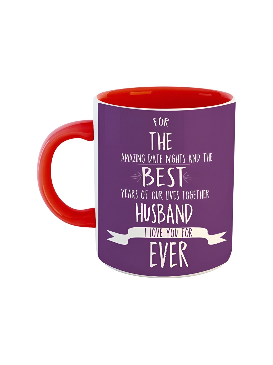 ARTBUG Red The Best Husband Ever Printed Ceramic Glossy Mugs 350 ml