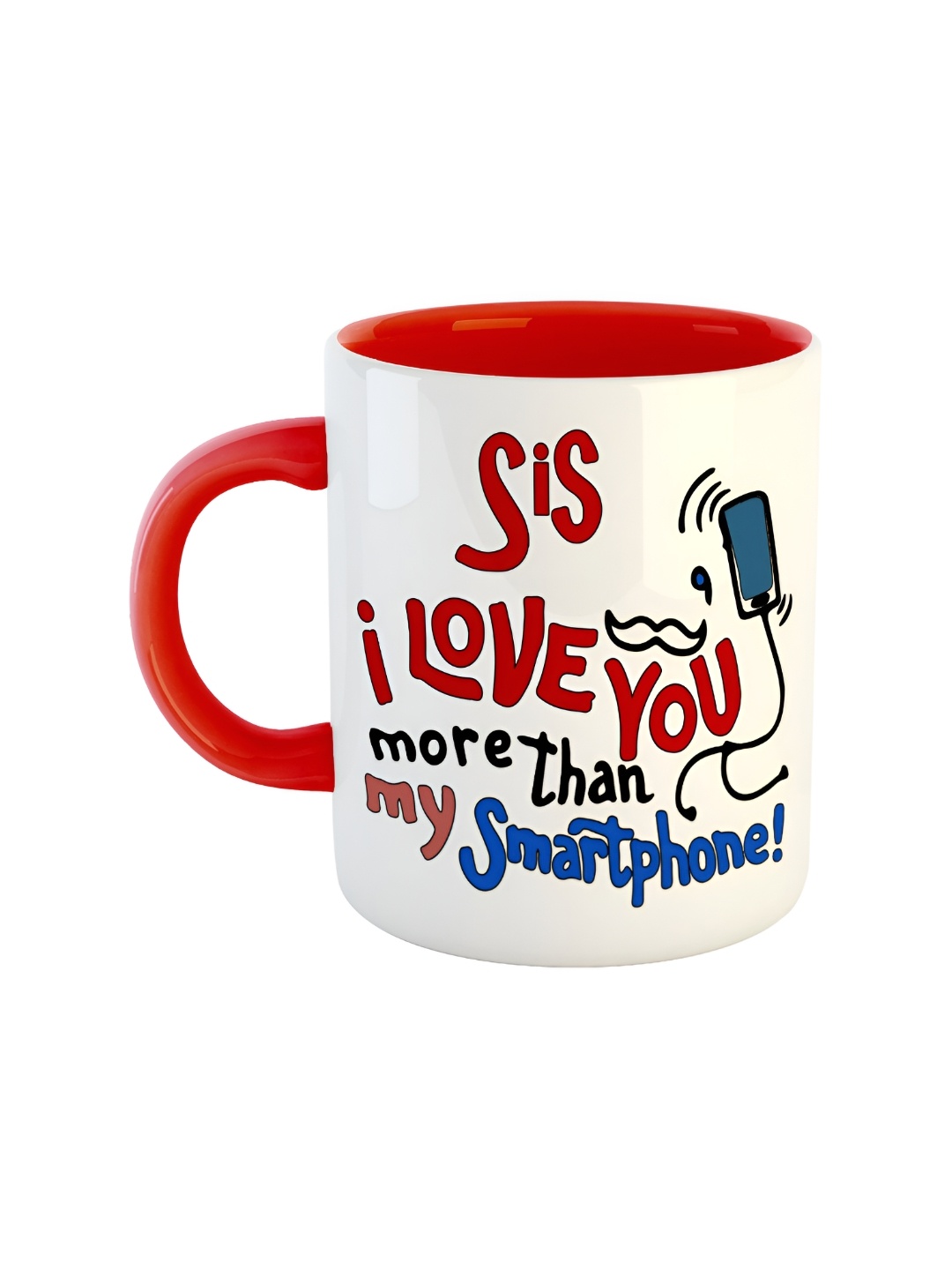 ARTBUG Red & White Printed Ceramic Glossy Mugs 330 ml
