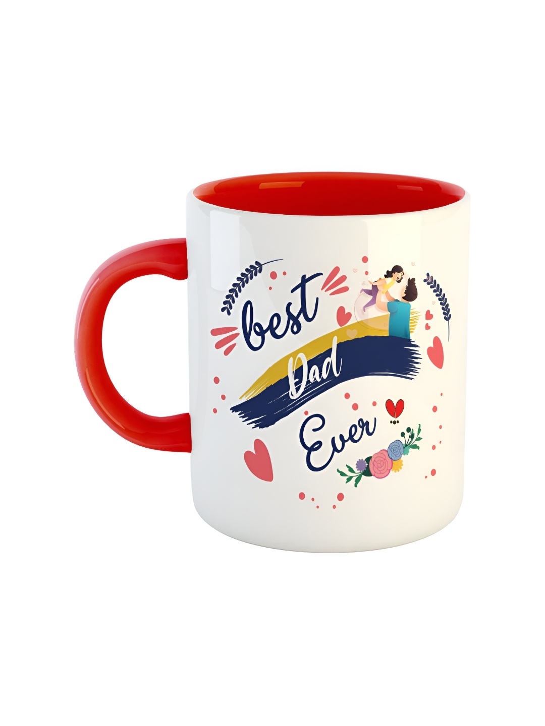 

ARTBUG Red Best Dad Ever Printed Ceramic Glossy Mugs 350 ml