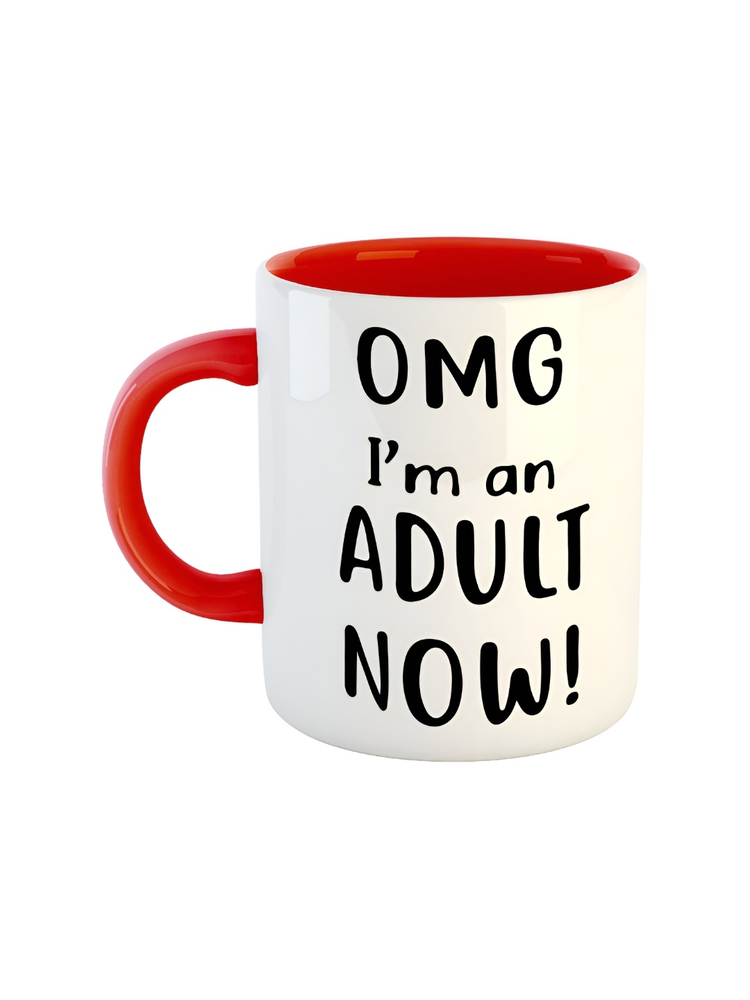 ARTBUG Red & White Printed Ceramic Glossy Mug 350ml
