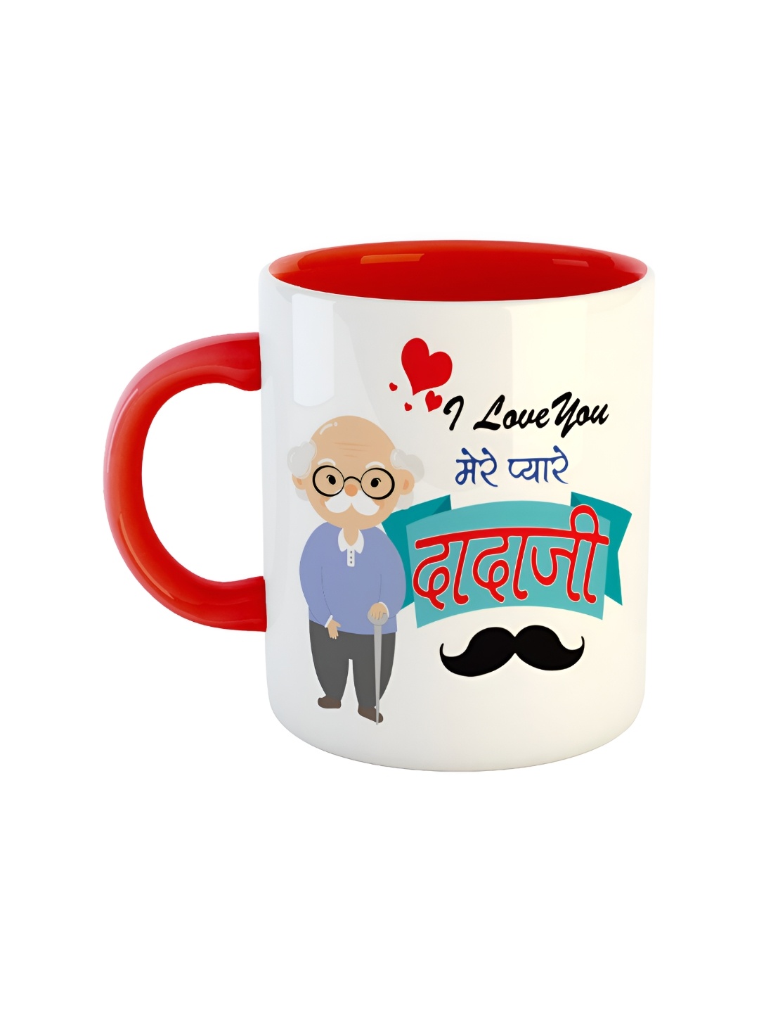 

ARTBUG Red & White Printed Ceramic Glossy Mugs 350 ml