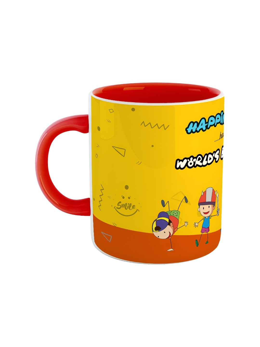 

ARTBUG Red & Yellow Printed Ceramic Glossy of Cups and Mugs 330 ml