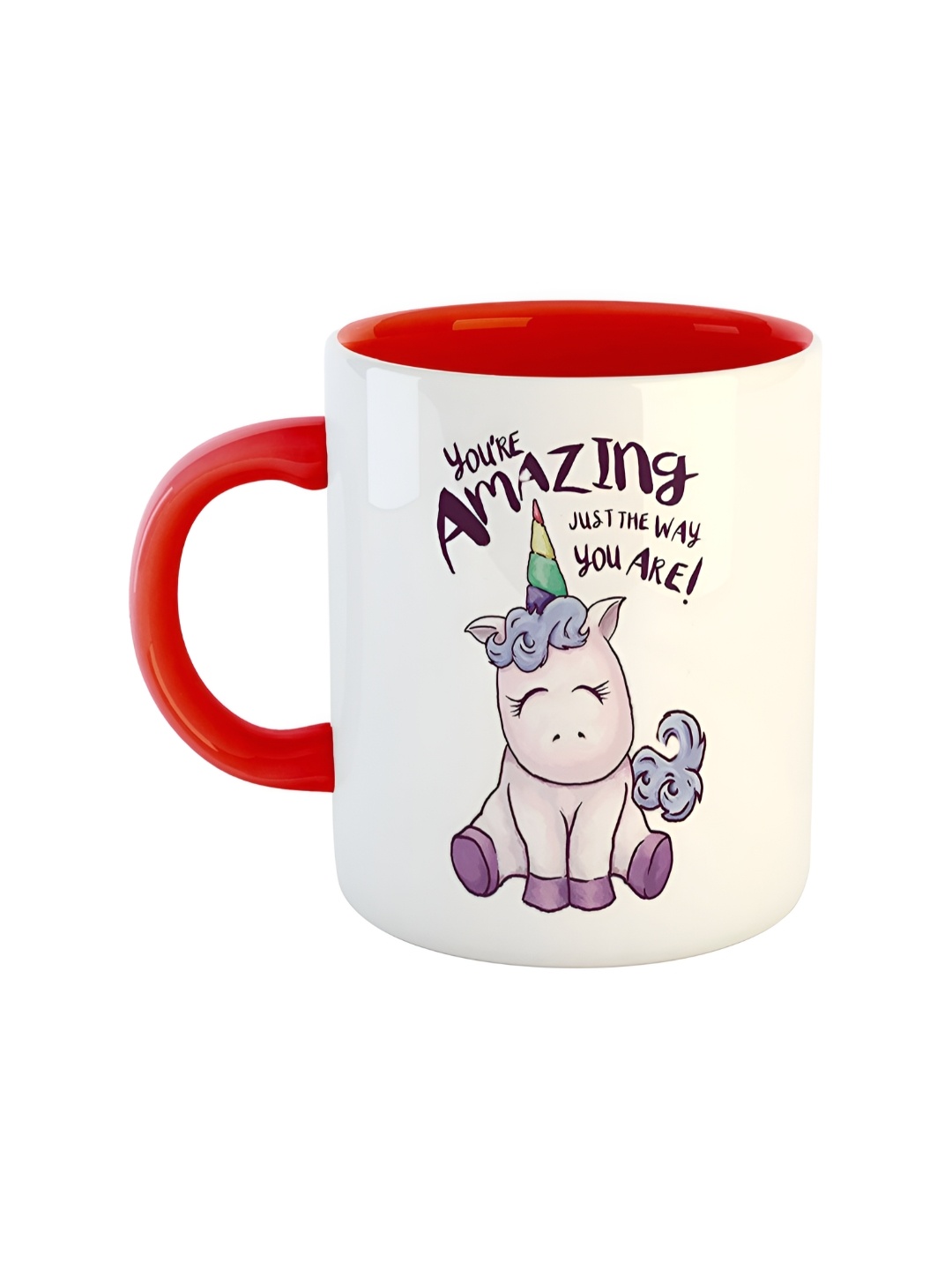 

ARTBUG Red & White Printed Ceramic Glossy of Cups and Mugs 330 ml