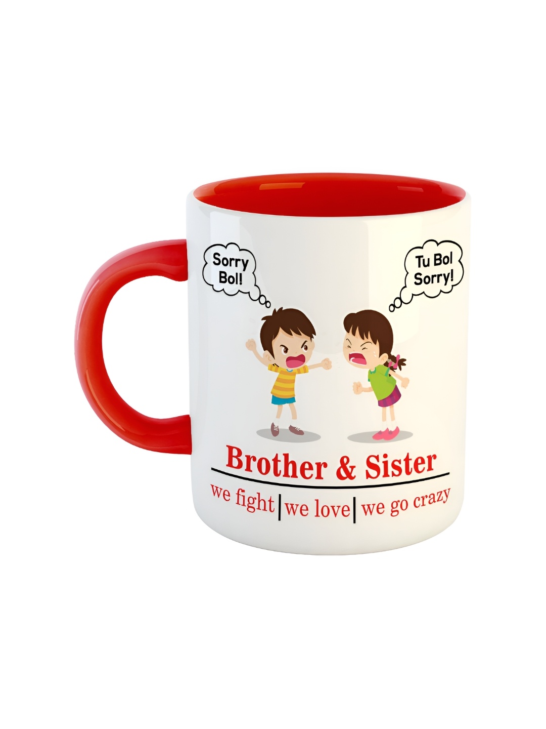 ARTBUG Red & White Printed Ceramic Glossy Mug 350ml