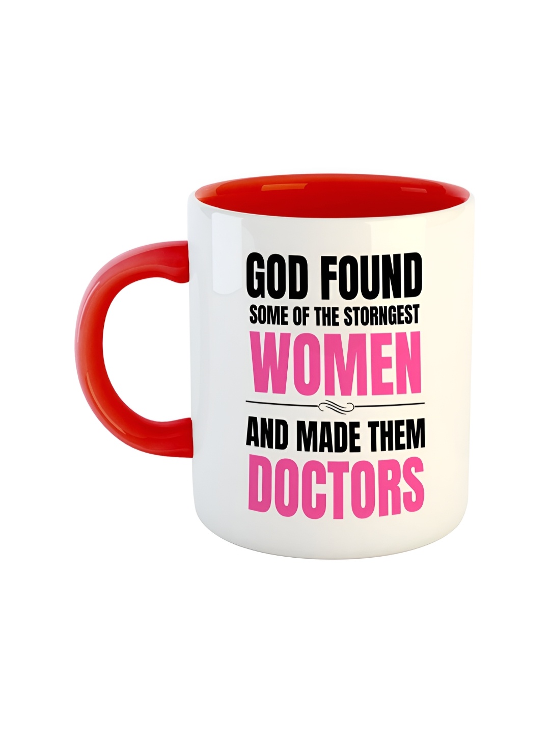 ARTBUG Red & White Printed Ceramic Glossy Mug 350 ml
