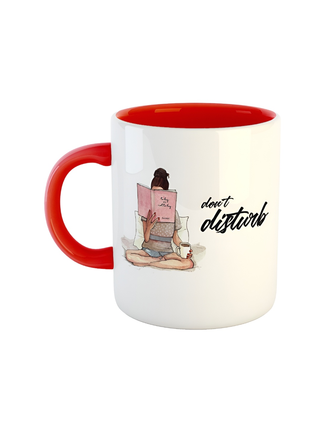 

ARTBUG Red & White Dishwasher Safe Printed Ceramic Glossy Mug