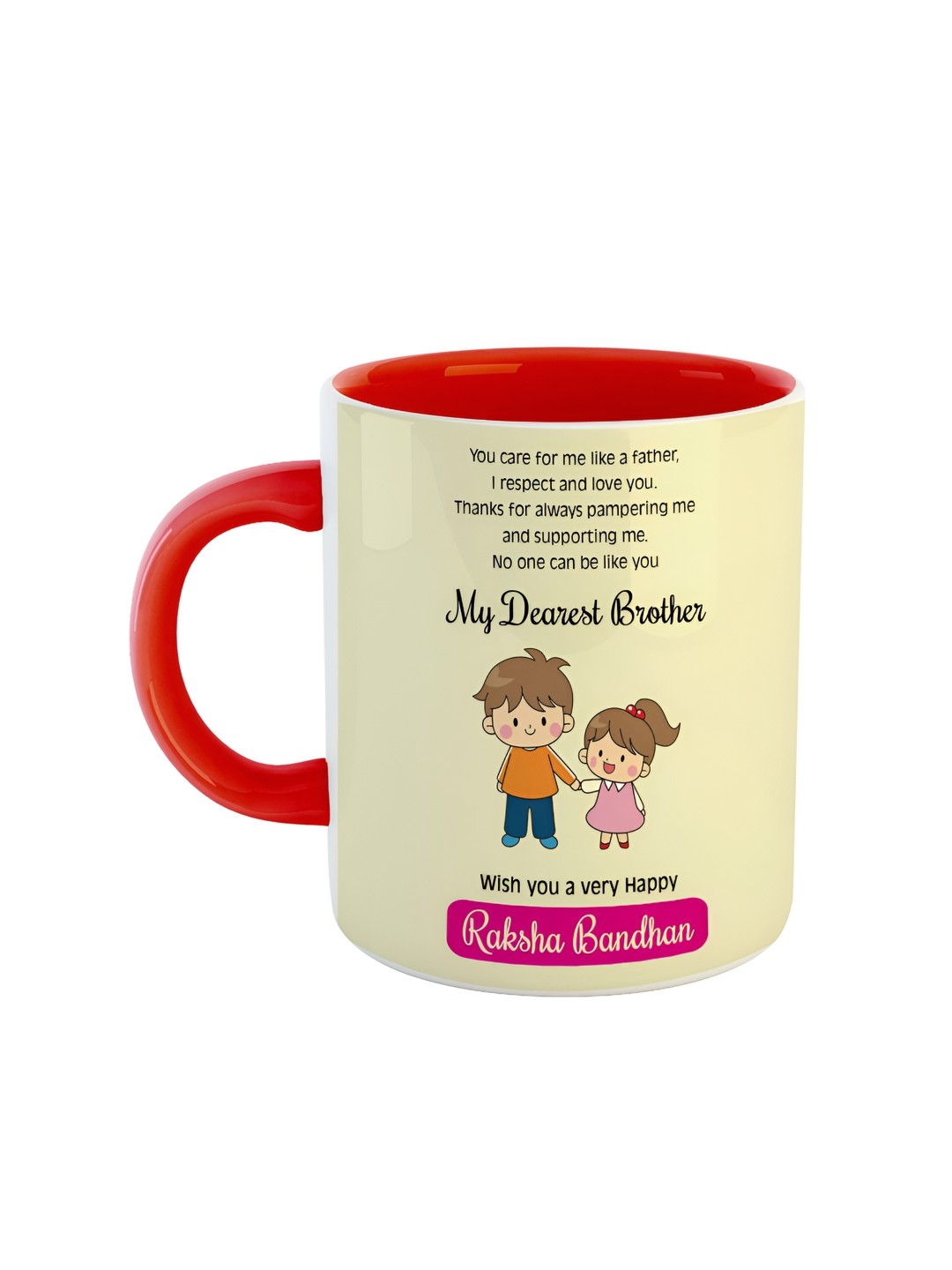 

ARTBUG Red & Beige Printed Ceramic Glossy Mug 350 ml