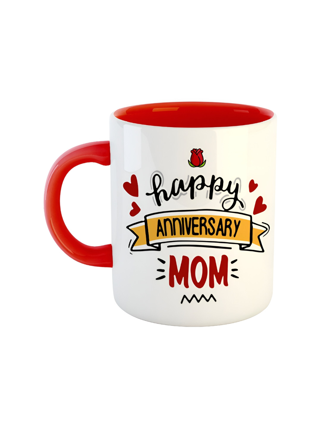 

ARTBUG Red & White Printed Ceramic Glossy Mug 350 ml