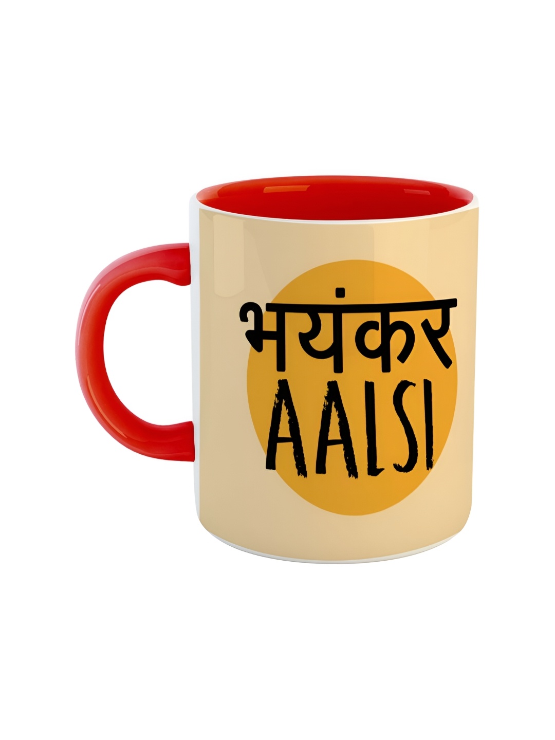

ARTBUG Red & Beige Printed Ceramic Glossy Mug 350 ml