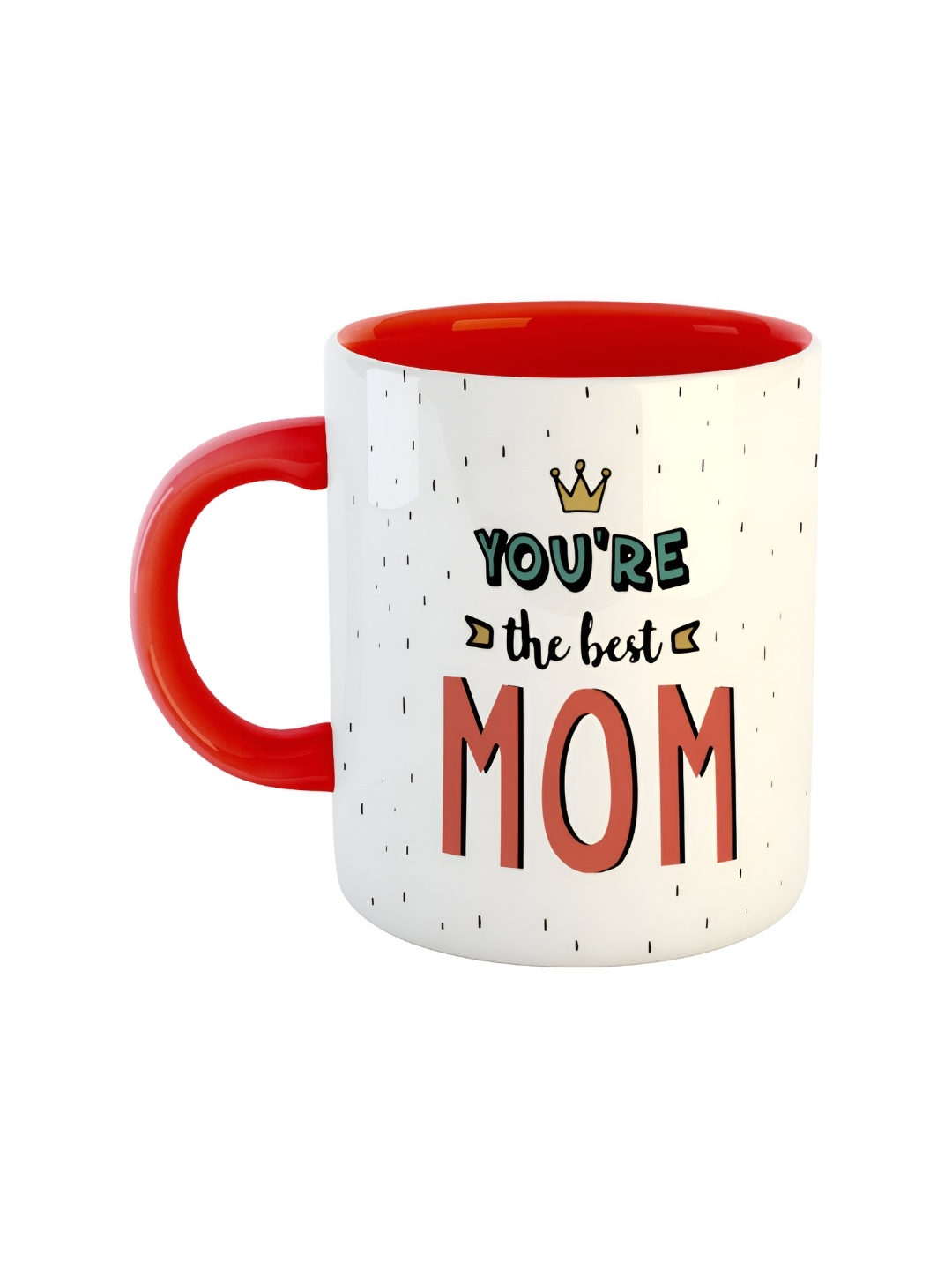 ARTBUG Red & White Printed Ceramic Glossy Mug 350 ml