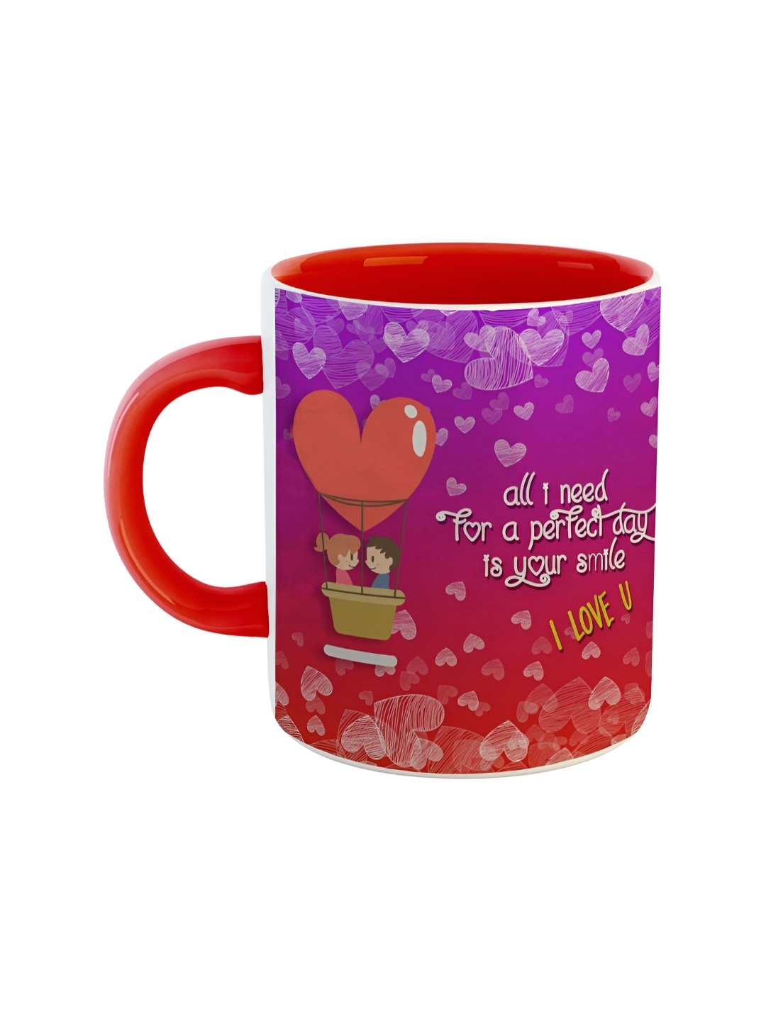 

ARTBUG Red & Purple Printed Ceramic Dishwasher And Microwave Safe Glossy Mug 350ml