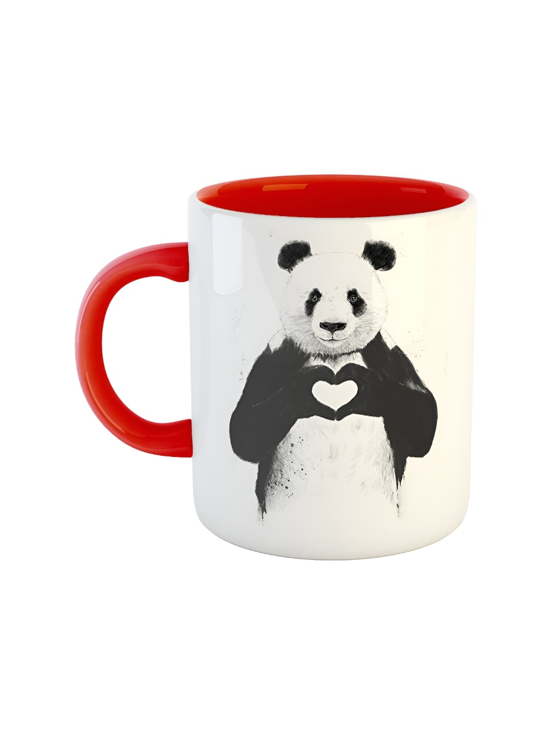 ARTBUG Red & White Printed Ceramic Glossy Mug 350ml