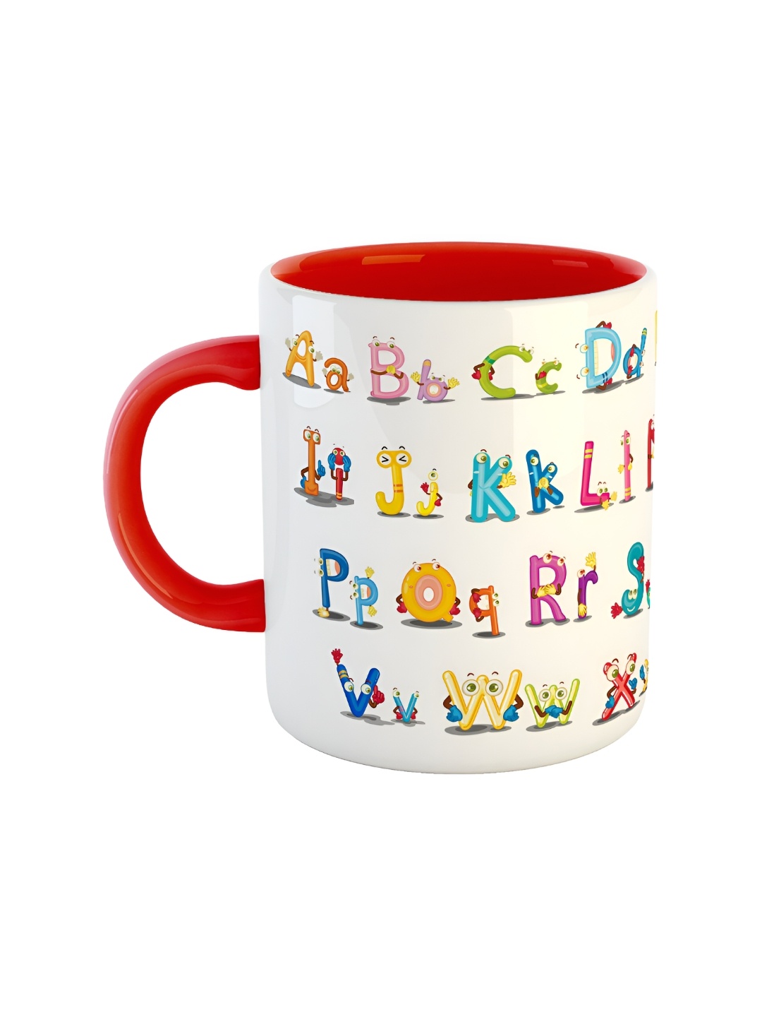 

ARTBUG White & Red Alphabets Printed Ceramic Glossy Mug 350ml