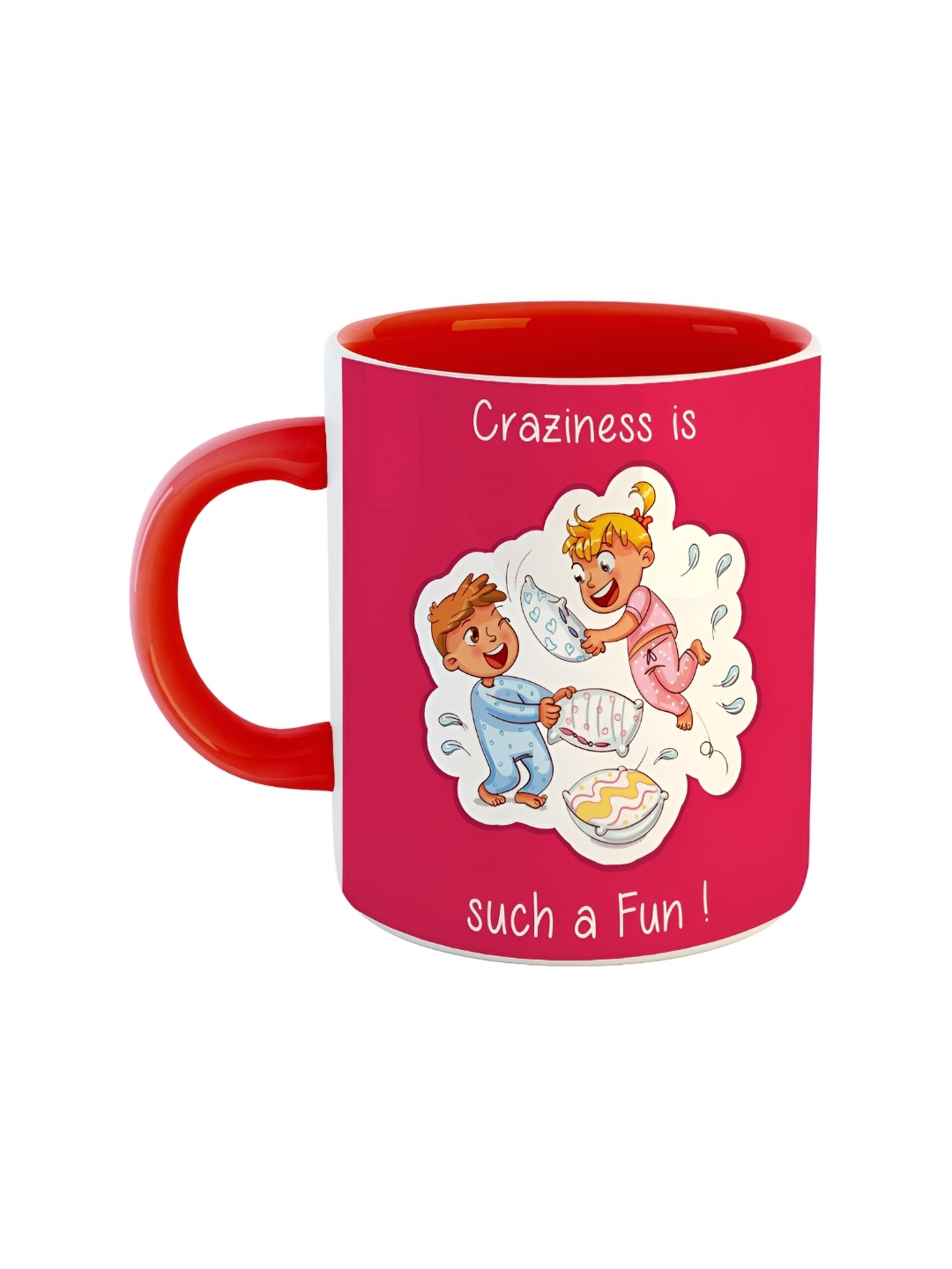 ARTBUG Red & White Printed Ceramic Glossy Mug 350ml