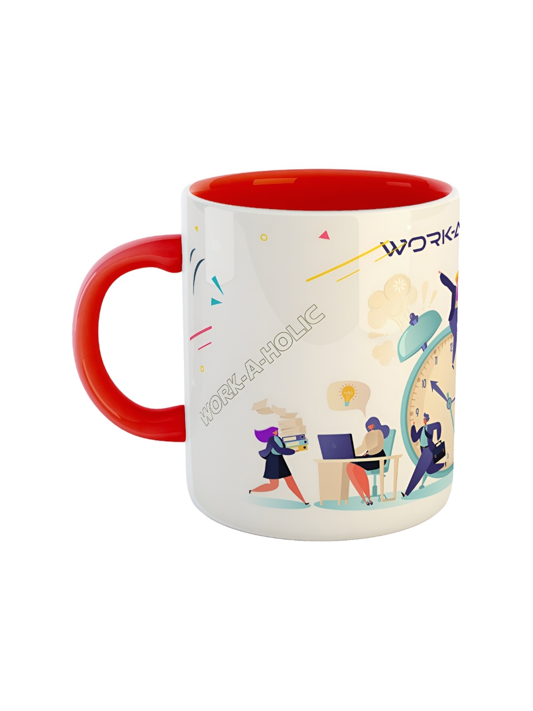 

ARTBUG Red & White Dishwasher Safe Printed Ceramic Glossy Mug