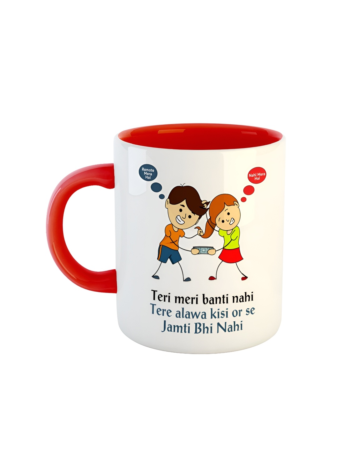 

ARTBUG Red & White Printed Ceramic Microwave Safe Glossy Finish Mug 350 ml