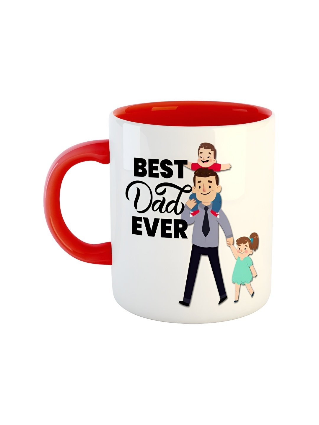 

ARTBUG Red White Printed Ceramic Glossy Mug 350 ml