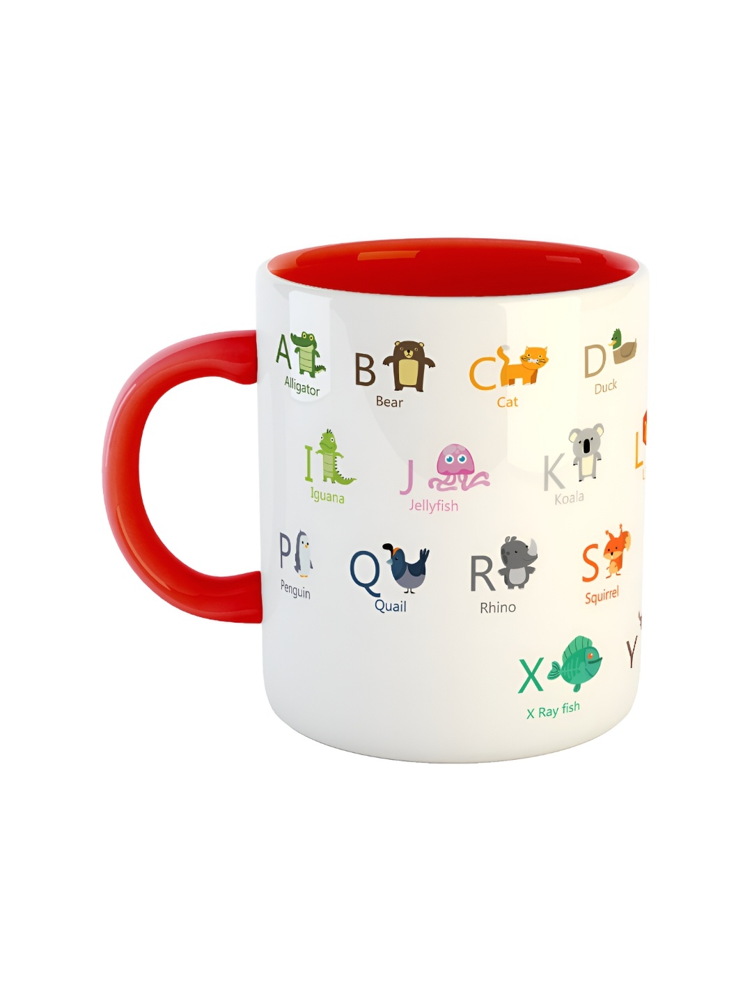ARTBUG Red & White Printed Ceramic Glossy Mug 350 ml