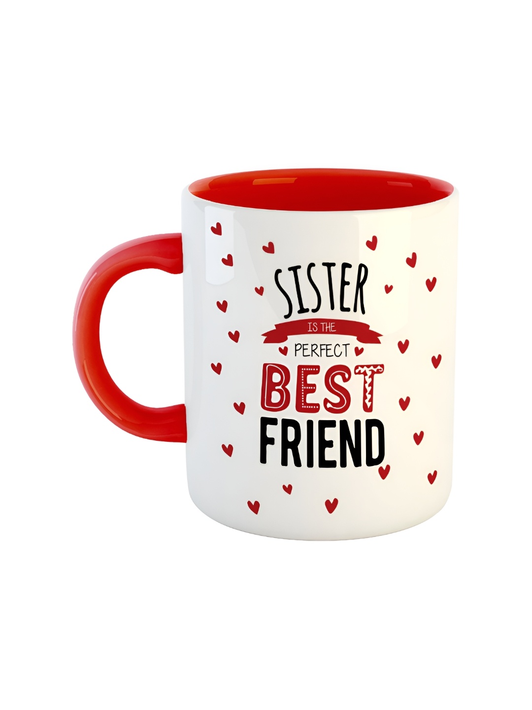 

ARTBUG Red & White Typography Printed Ceramic Glossy Mug 350 ml