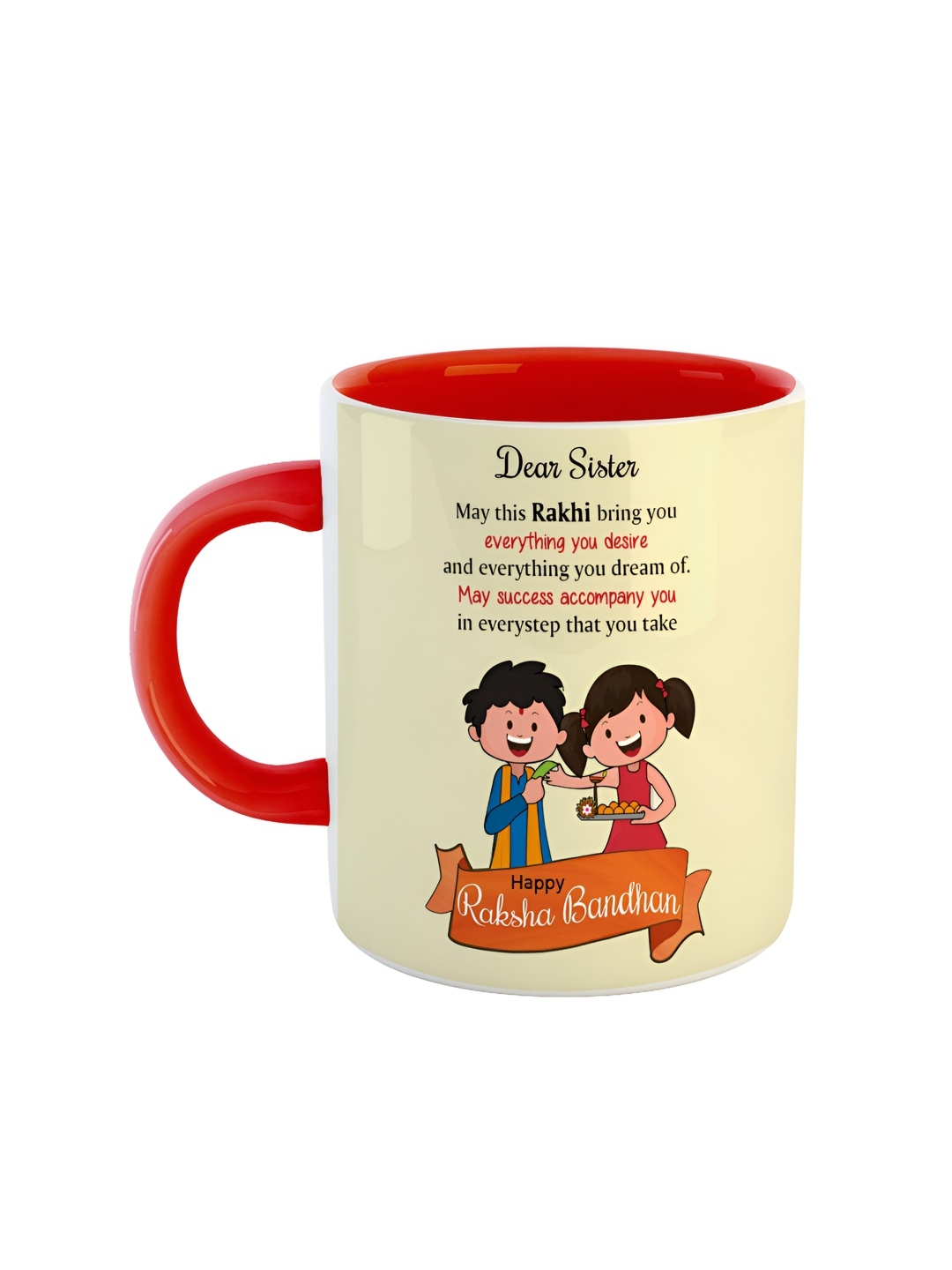 

ARTBUG Red & Beige Printed Ceramic Glossy Core Mugs 330 ml