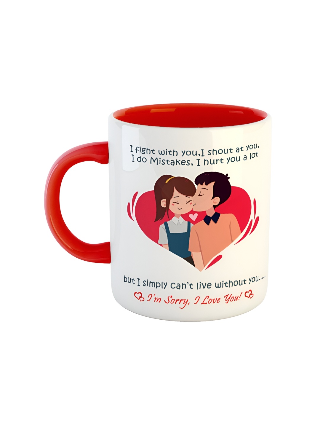 

ARTBUG Red & White Printed Ceramic Glossy Mug 350 ml