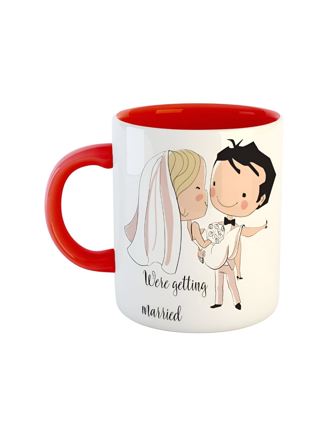 ARTBUG White & Red Printed Ceramic Glossy Mug 350ml