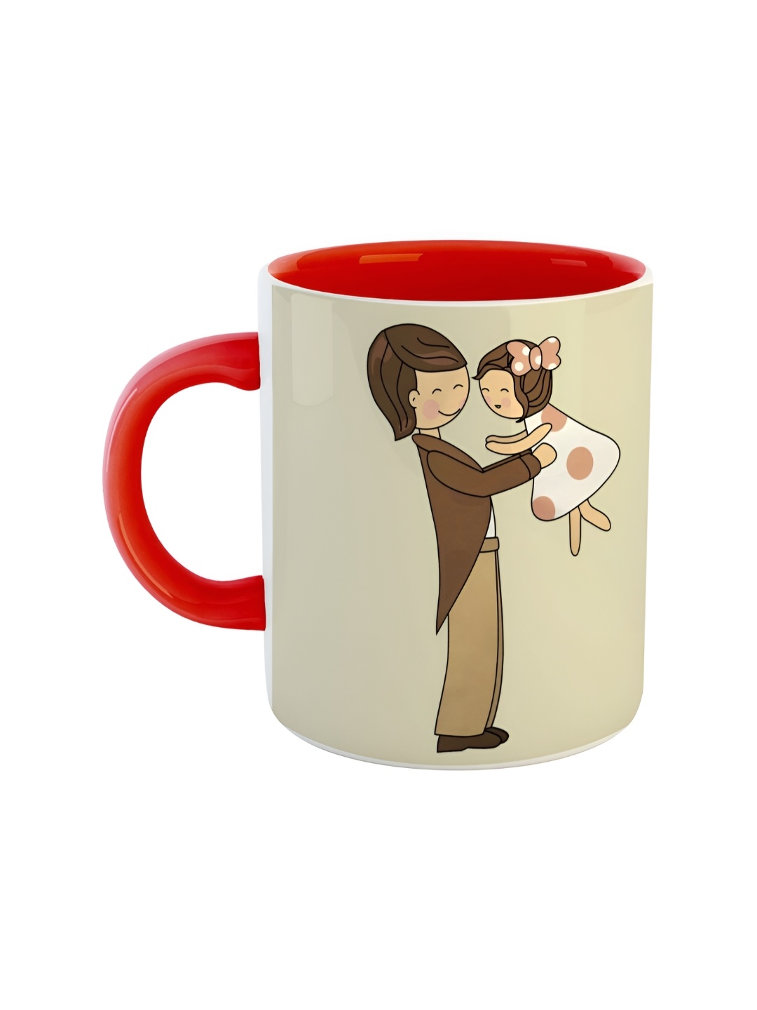

ARTBUG Red & Beige Dishwasher Safe Printed Ceramic Glossy Mug