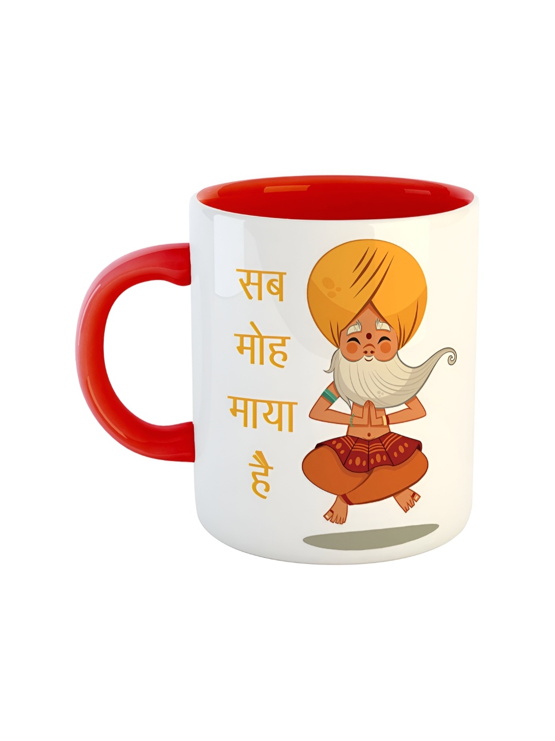 ARTBUG Red & White Printed Ceramic Glossy Mug 350ml
