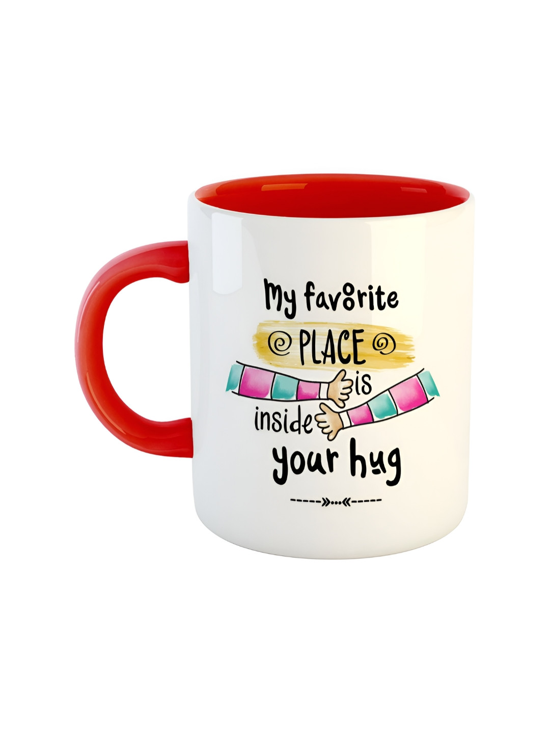 

ARTBUG Red & White Printed Ceramic Glossy Mug 350ml