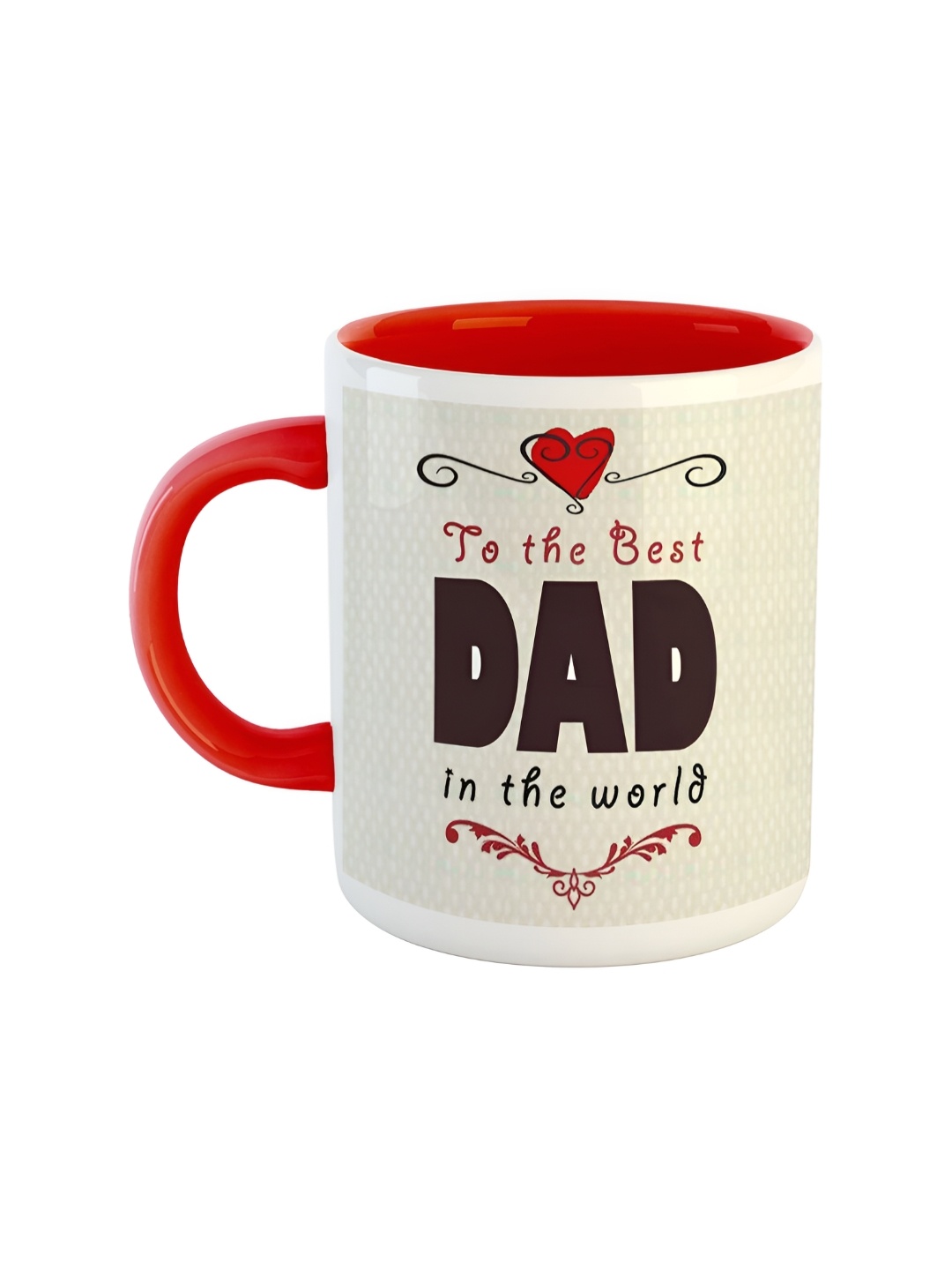 ARTBUG Red & White Ceramic Printed Glossy Mug