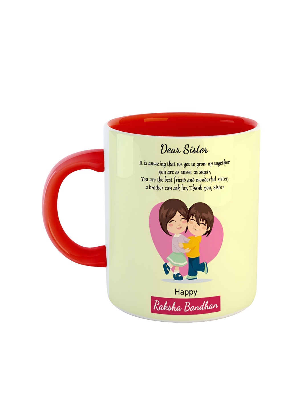ARTBUG Red & Yellow Printed Ceramic Glossy Mug 350 ml