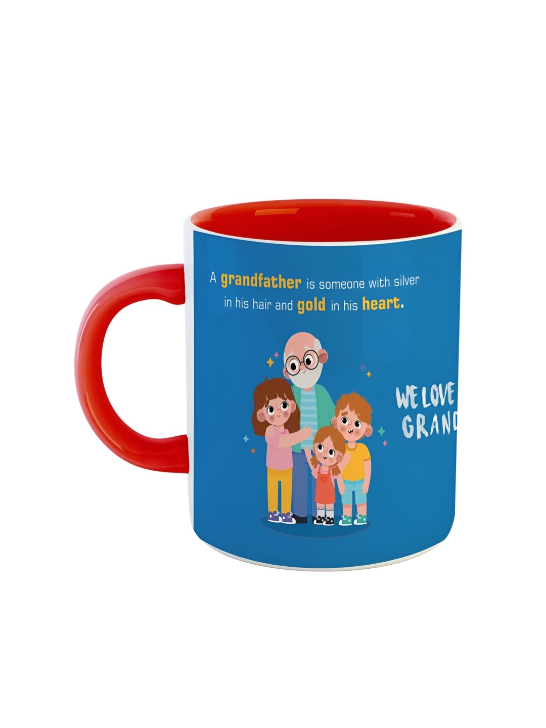 ARTBUG Red & White Printed Ceramic Glossy Mug 350ml