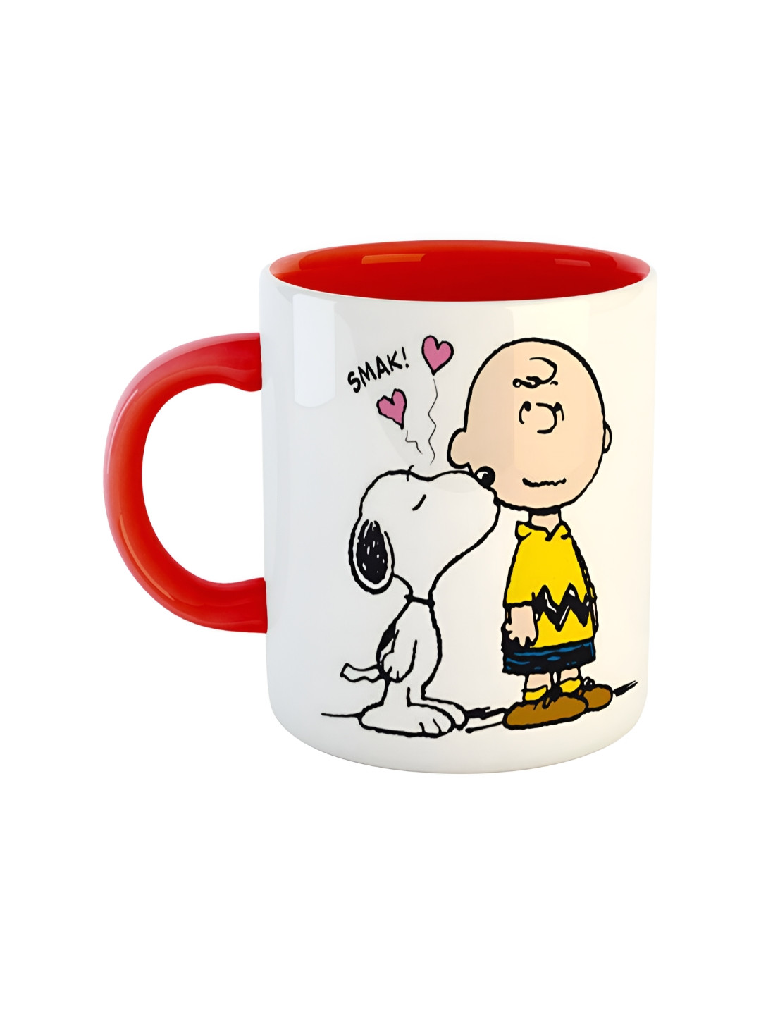 

ARTBUG Red & White Printed Ceramic Microwave Safe Glossy Finish Mug 350 ml