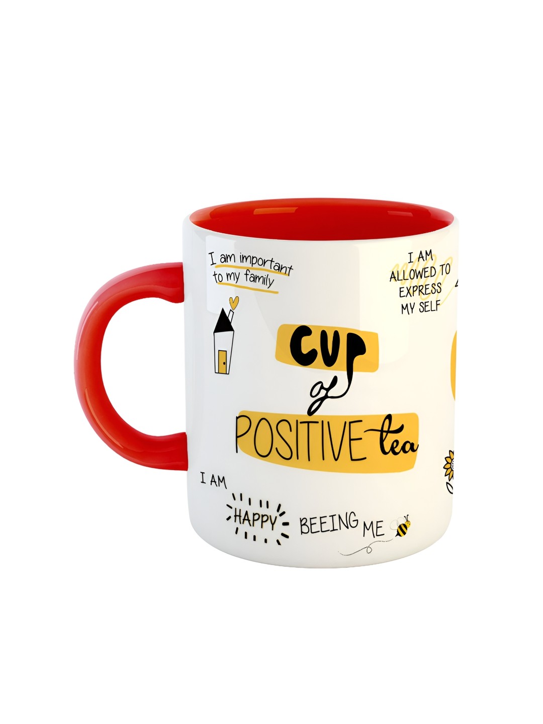 

ARTBUG Red & White Printed Ceramic Glossy Mug 350 ml