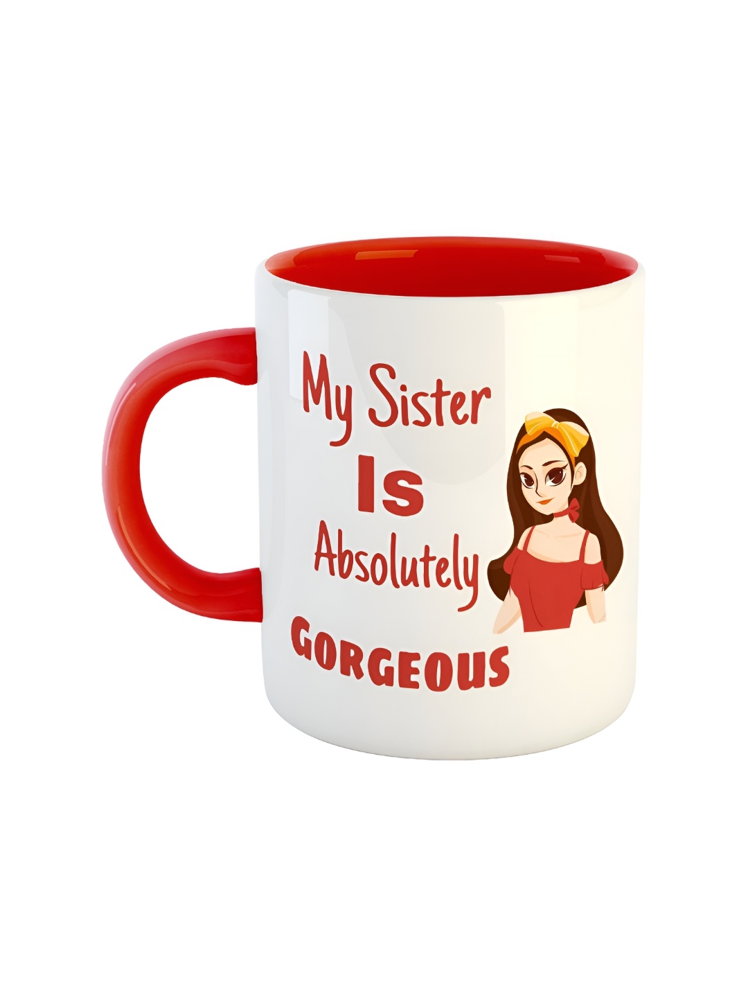ARTBUG Red & White Printed Ceramic Glossy Mug 350 ml