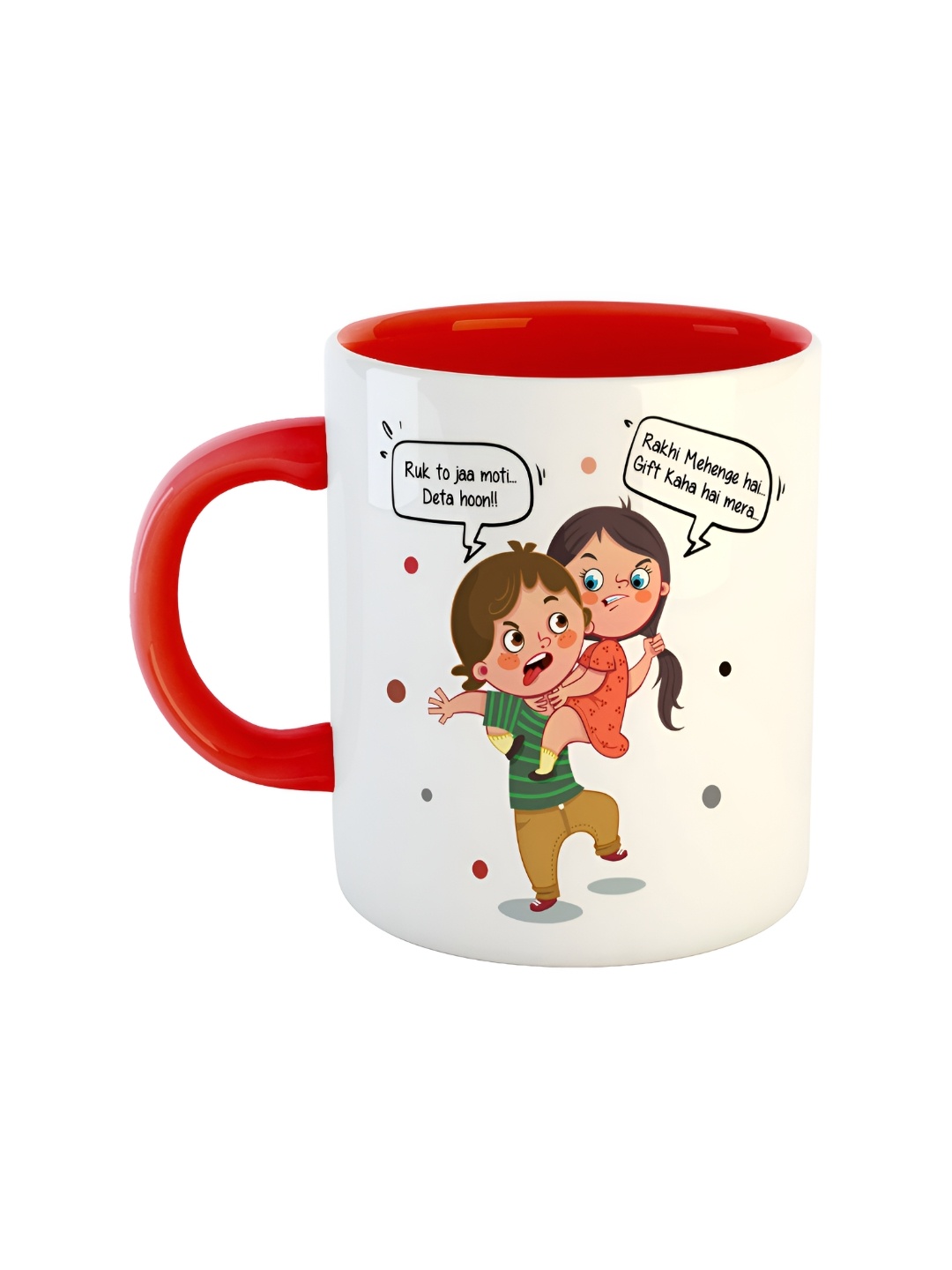 

ARTBUG Red & White Printed Ceramic Glossy Mug 350 ml