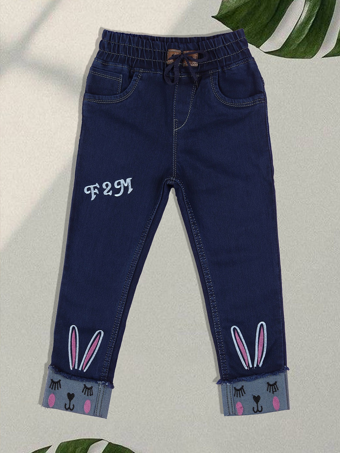 

F2M Boys Slim Fit High-Rise Joggers Trousers, Navy blue